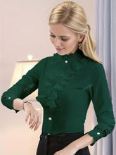 1pc White Shirt For Women, Design Details, Petite Collar, Slim Fit, Long Sleeve Chiffon Blouse, Professional Wear, Spring/Autumn